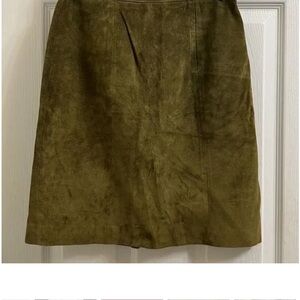 Vintage Leather Olive Green Pencil Skirt